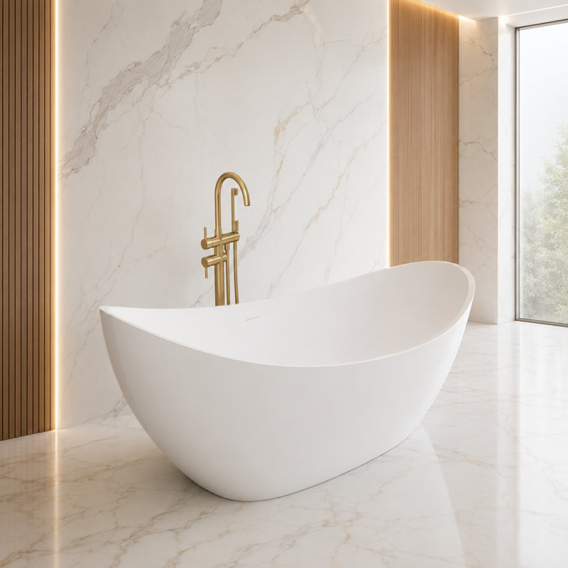 Baignoire autoportante sur pied 74 po, Blanc
