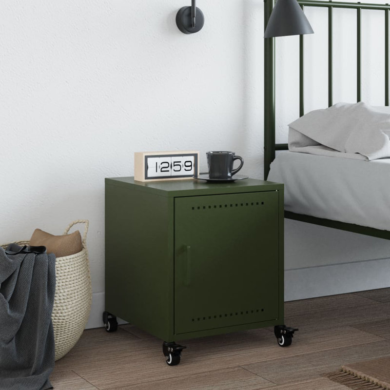 Preslei 36cm W Steel Bedside Table, Olive Green, Set of 2