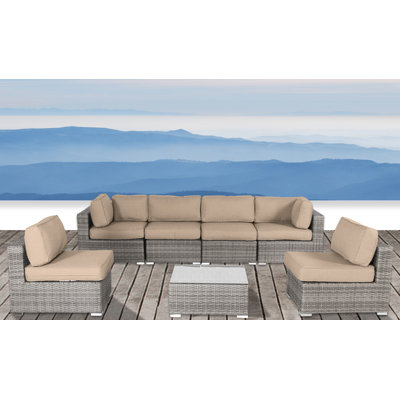 Euporie Wicker Fully Assembled 6 - Person Seating Group with Cushions