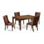 Ensemble de table de salle à manger moderne 7 pièces composé d'une table rectangulaire en bois et de 6 chaises rembourrées en similicuir brun, acajou-754174014-754174012-754174011