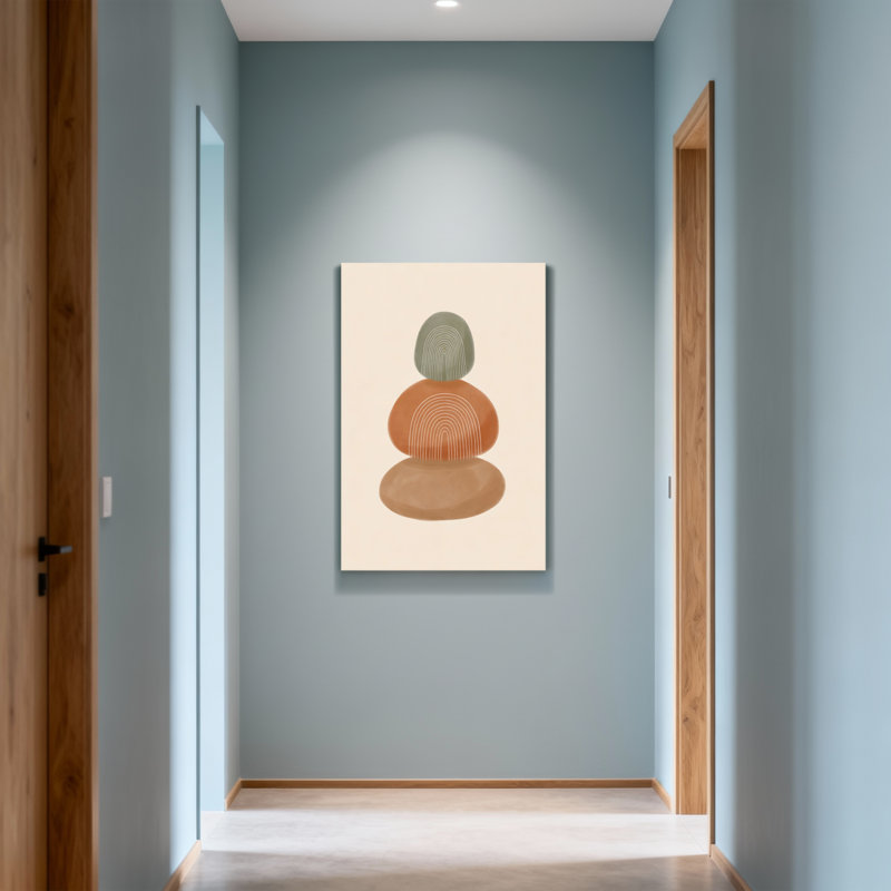 Abstract Abstract Stone Stack With Circular Lines, 36" H x 24" W
