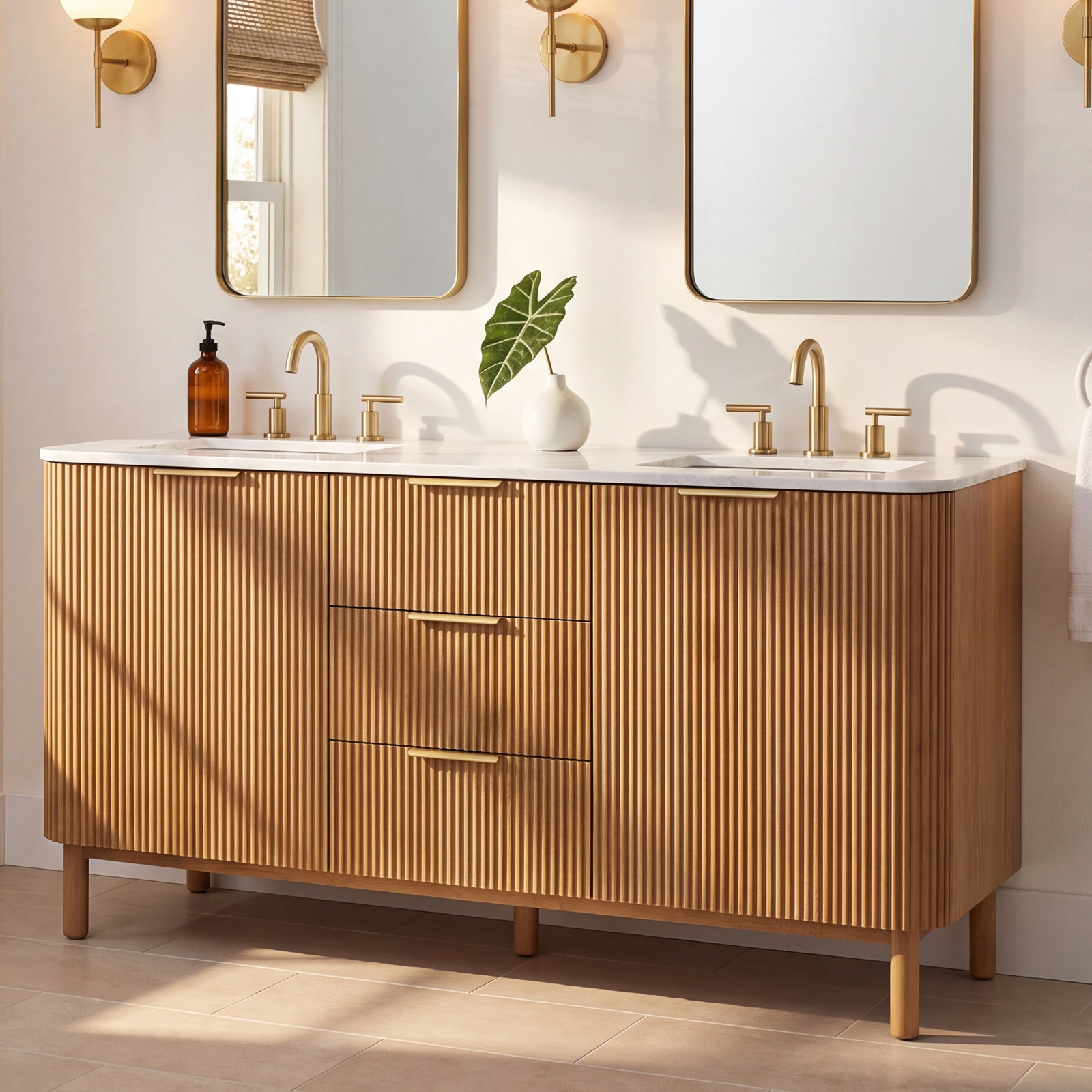 Nova 66" Carrara Marble Double Bathroom Vanity