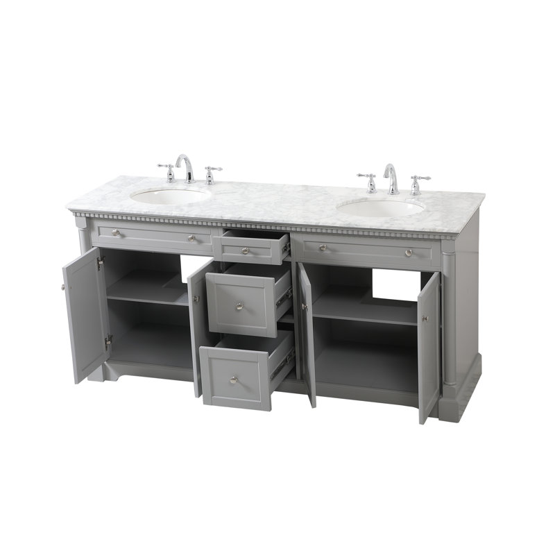 Ensemble de meuble-lavabo double 72 po, Gris