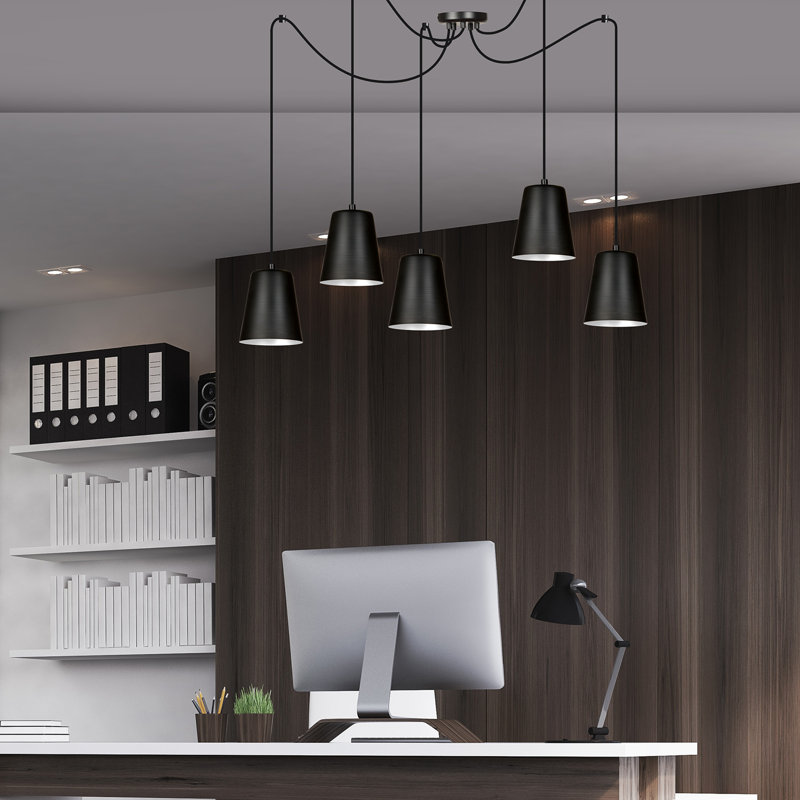 Pasley 5 - Light Cluster Pendant, Black/White