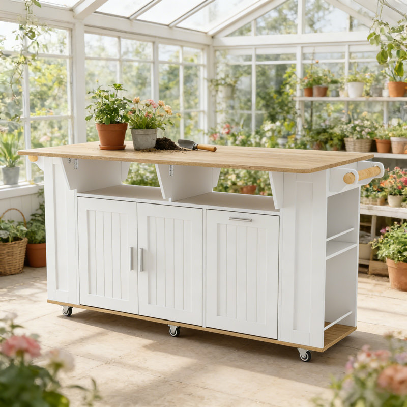 Rolling Mobile Workbench With Expandable Tabletop