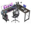 Desk and Chair Set: L-Shaped Computer Desk and Mesh Office Chair-111605634