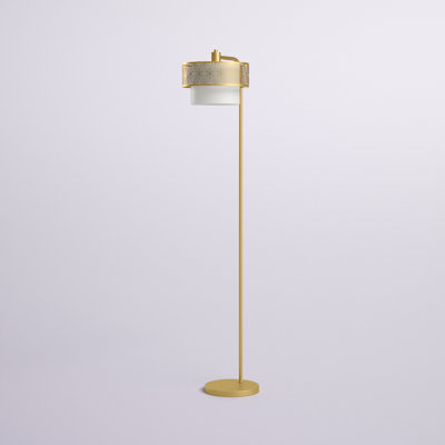 Lampe sur pied arquée H 62,25 po avec abat-jour en matériaux mixtes Palen