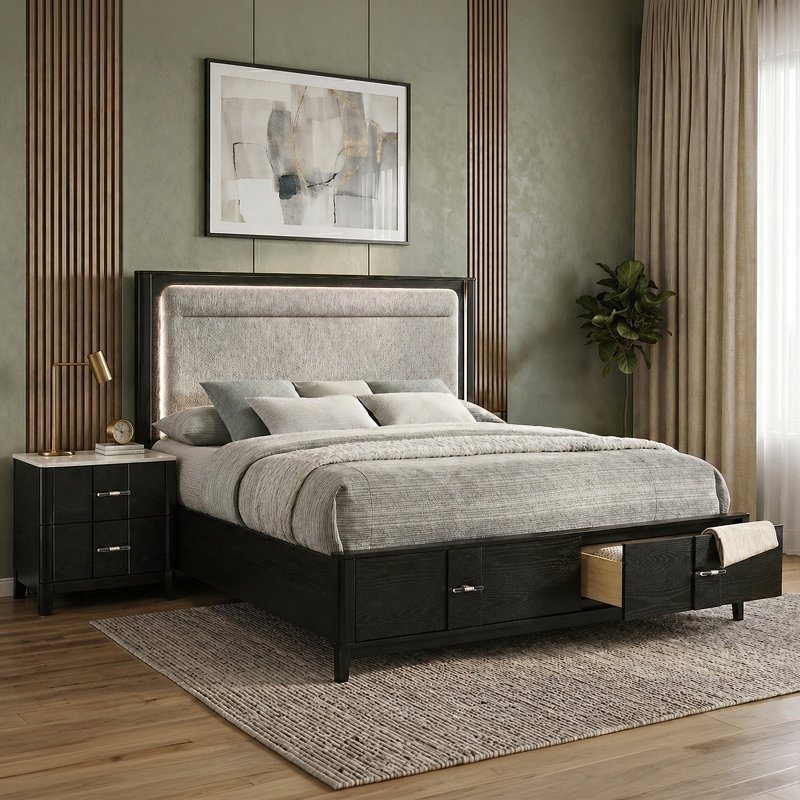 Ensemble de chambre à coucher pour très grand lit 2 pièces Opel, 2 Pcs: Bed, Nightstand, King