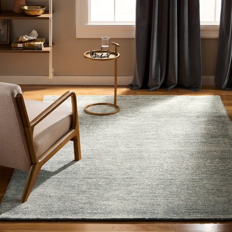 Tapis texturé côtelé à la main Town / Country Luxe Rita - gris / bleu / ivoire, Rectangle 8 pi x 10 pi