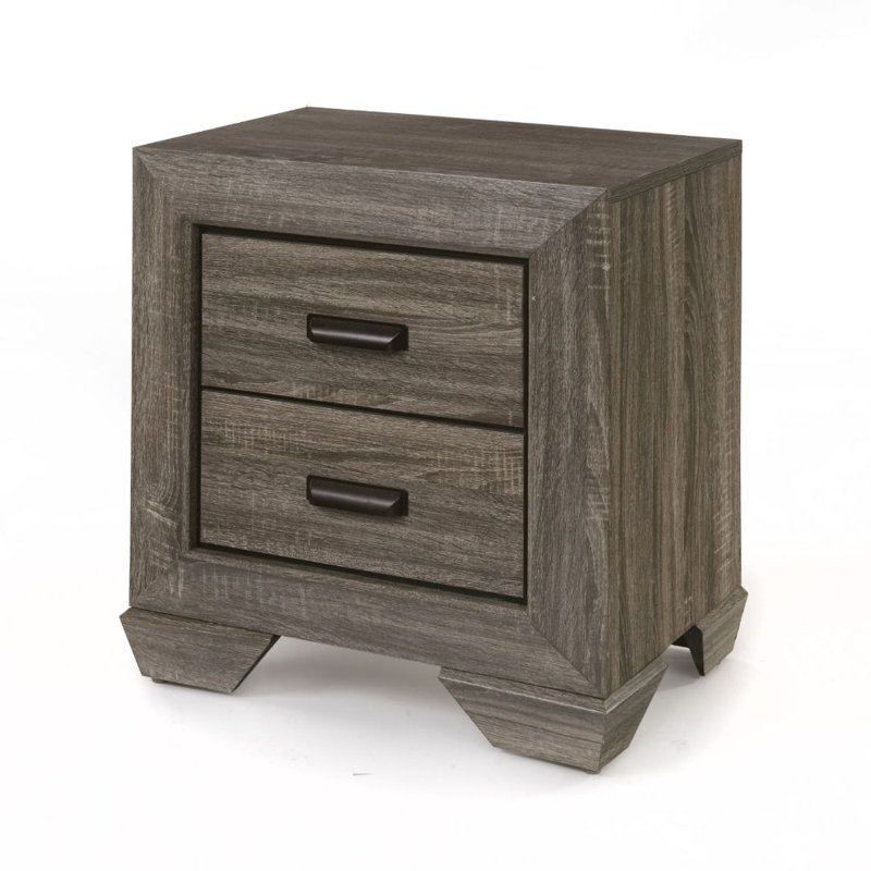 Table de chevet en grain gris vieilli