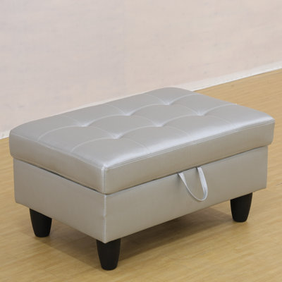 Faux Leather Storage Ottoman