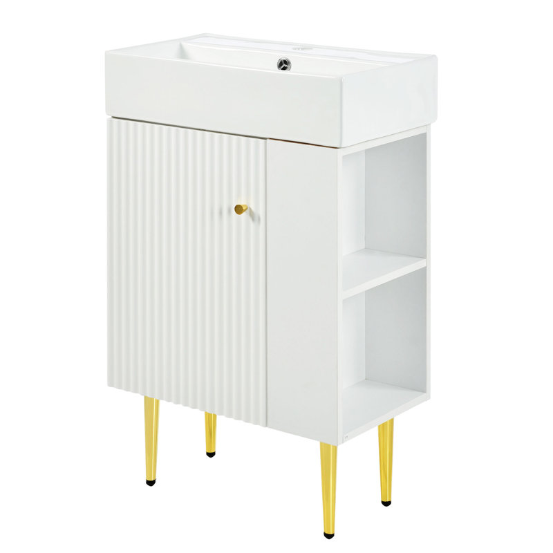 Meuble-lavabo de salle de bain 21,6 po, Or