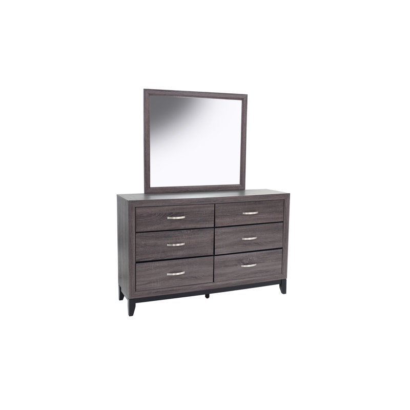 Commode double 6 tiroirs avec miroir Braylea