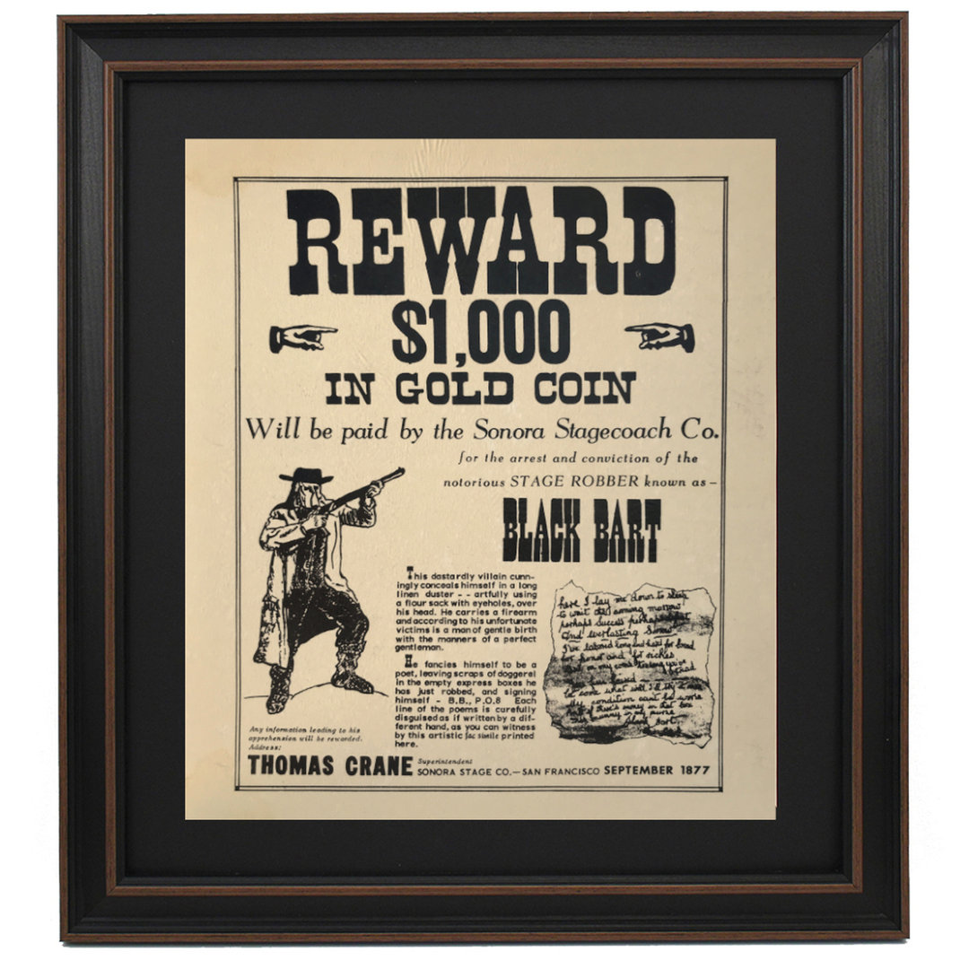 Black Bart Wanted Poster | Framed Textual Art Print on Antique Parchment Trinx