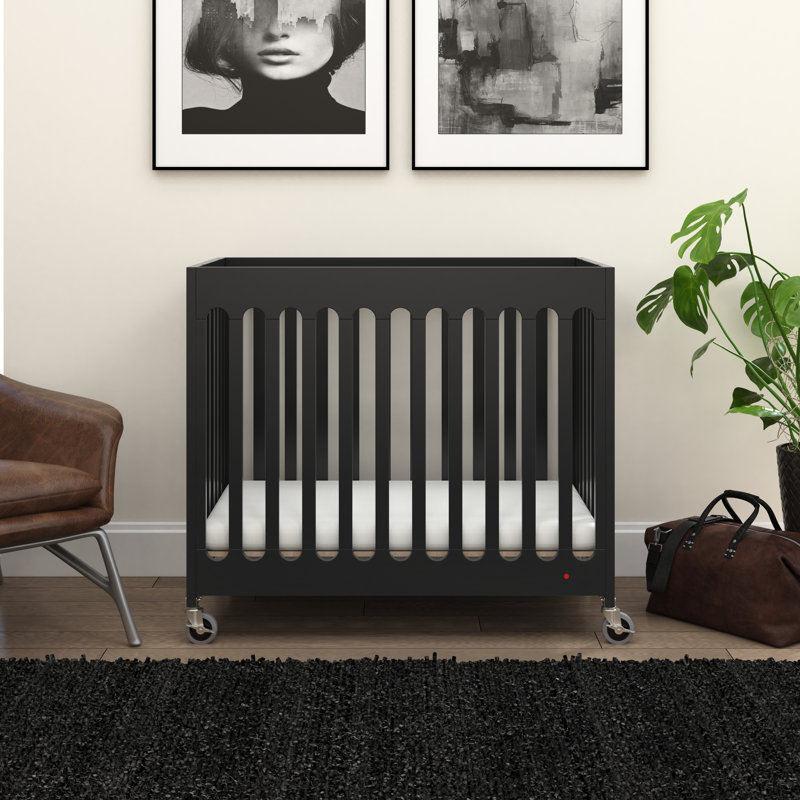 Foundations Boutique Folding Mini Crib, Ebony