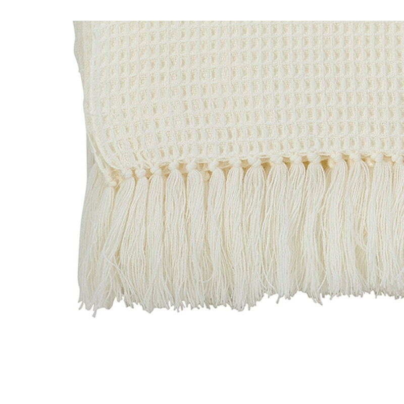 Sevan Collection Hand Woven Throw Blanket, Ivory