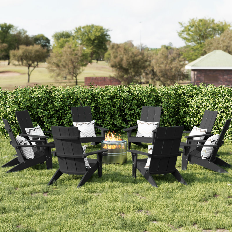 All Weather Outdoor Plastic Adirondack Chair (set of 8), Black