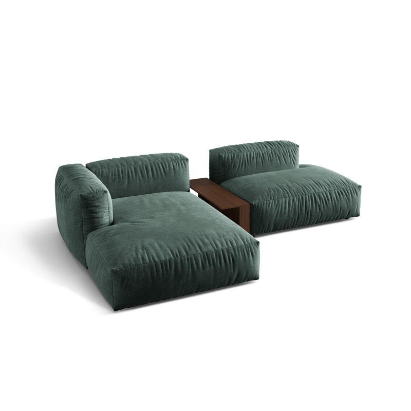 Bedar 2 Seater Velvet Corner Sofa , Petrol