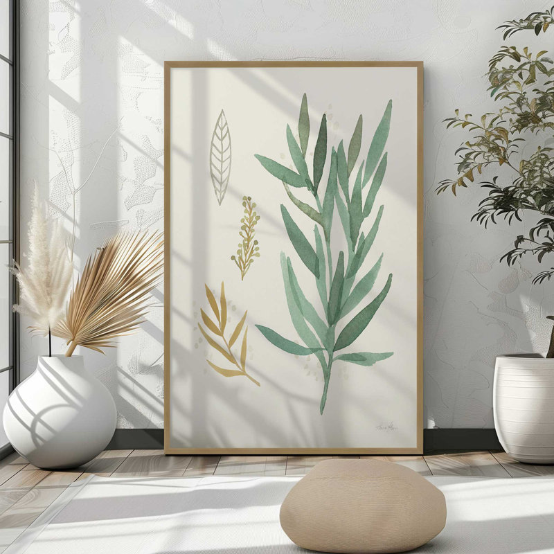 «Earthy Greens in Bloom IV», reproduction, Cadre de coin ouvert en zinc patiné, H 15,25 po x l 12,25 po