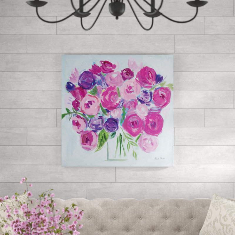 Roses Are Pink by Farida Zaman - Wrapped Canvas Painting, 91cm H x 91cm W