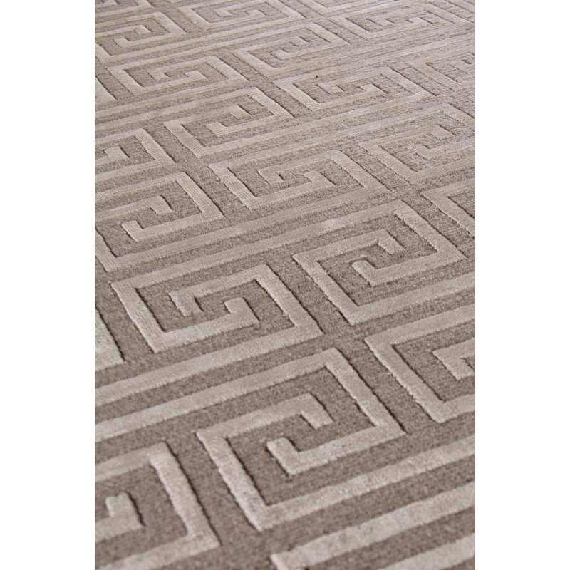 Metro-Velvet Geometric Area Rug in Taupe, Rectangle 8' x 10'