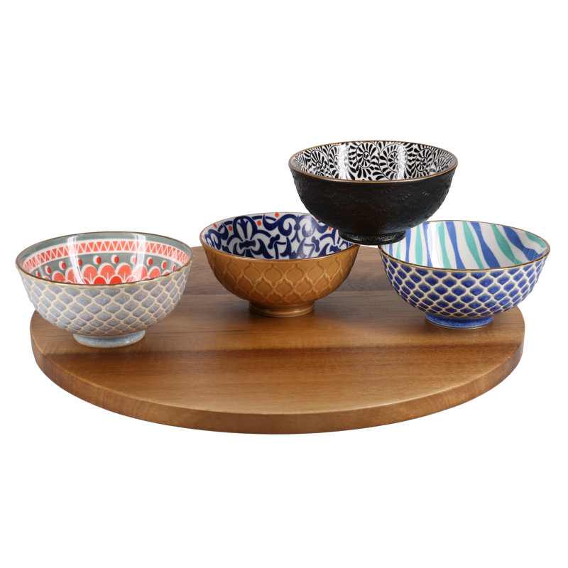 Colorful Ceramic Dessert Bowls Set of 8 with Assorted Patterns