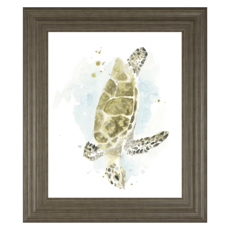 Art mural «Sea Turtle Drift» - 22 po x 26 po - Cadre en frêne