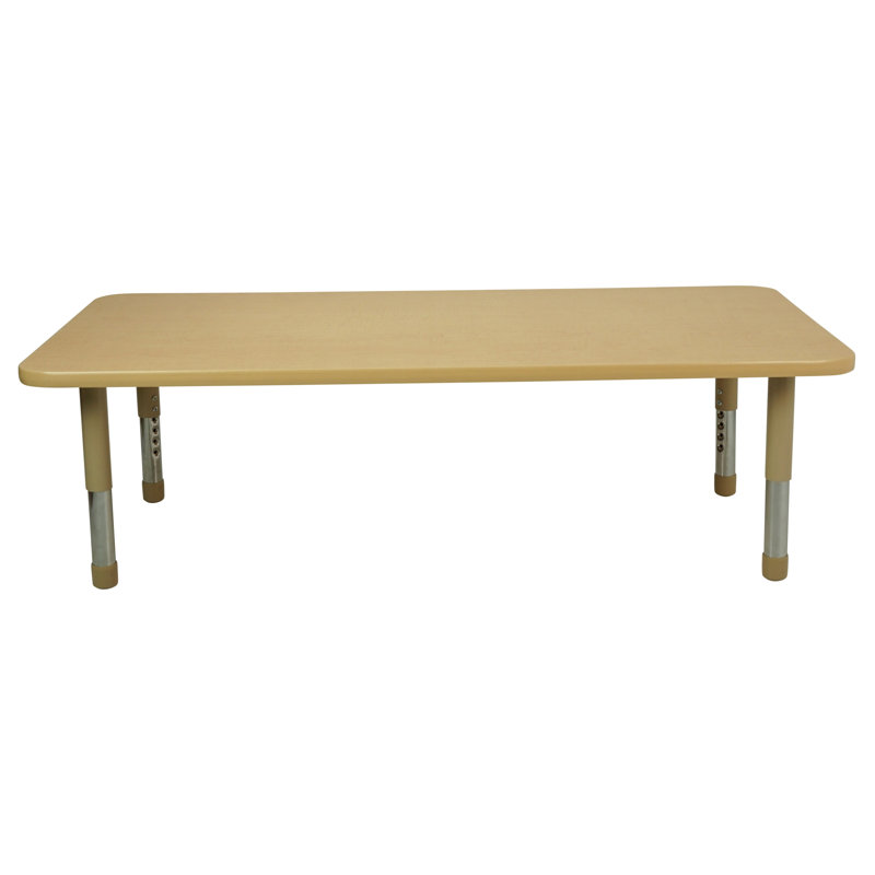 Table rectangulaire d'activités en T avec moulures totales réglables, H 18 po x l 60 po x P 30 po, Beige, Beige