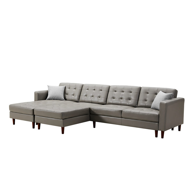 Canapé modulaire en similicuir Gantz, Similicuir gris foncé