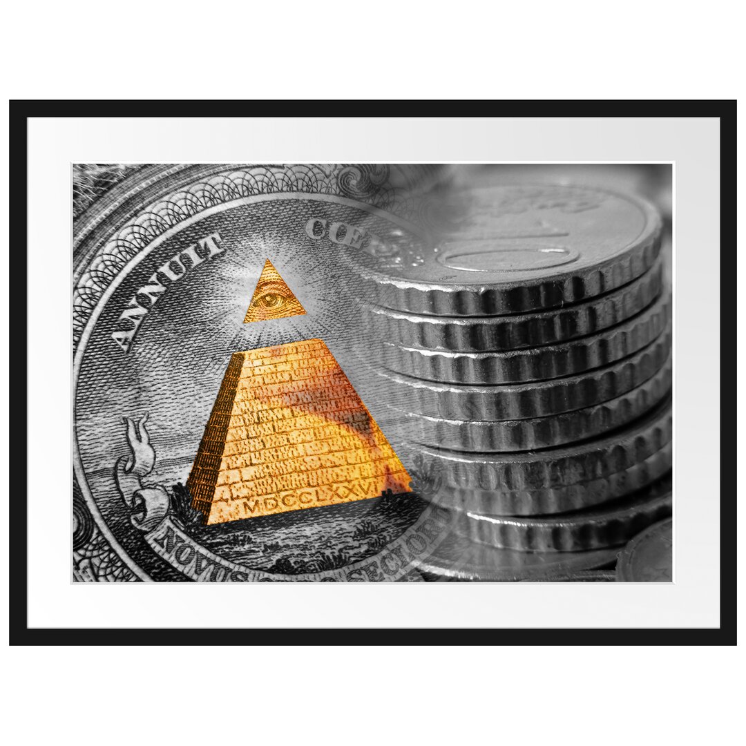 Gerahmtes Poster Illuminati Pyramide Dollar