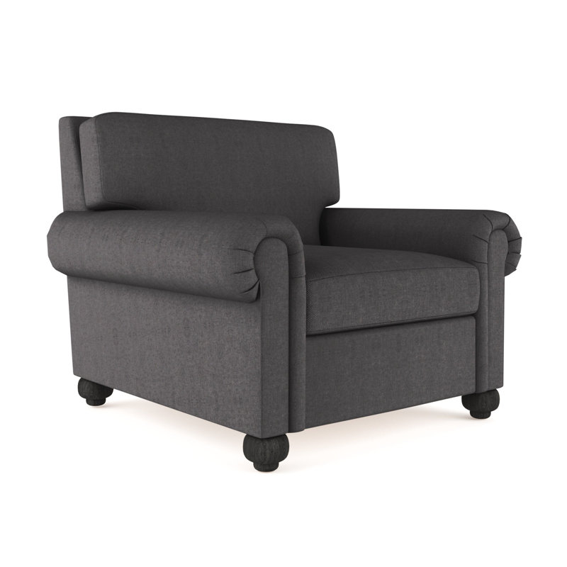 Leroy Armchair, 36" H x 41" W x 49" D, Pebble Weave Linen Alabaster, Ebony