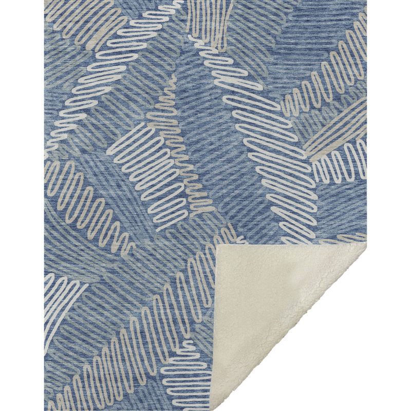 Jeté floral Sherpa ASB904 Addison, Bleu