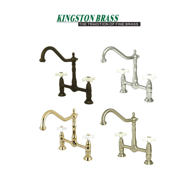 Heritage Double Handle Kitchen Faucet with optional Side Spray, Oil Rubbed Bronze