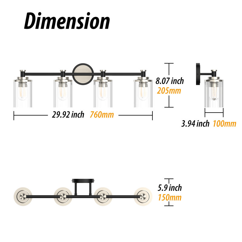 Sephira 4 - Light Dimmable Vanity Light, Black/Sand Nickel