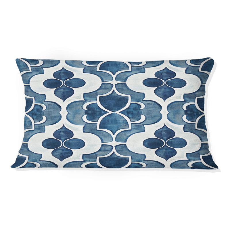 Coussin lombaire transitionnel bleu et blanc quadrilobe 4
