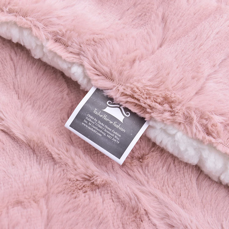 Dusty Rose Faux Fur Throw Blanket, Standard
