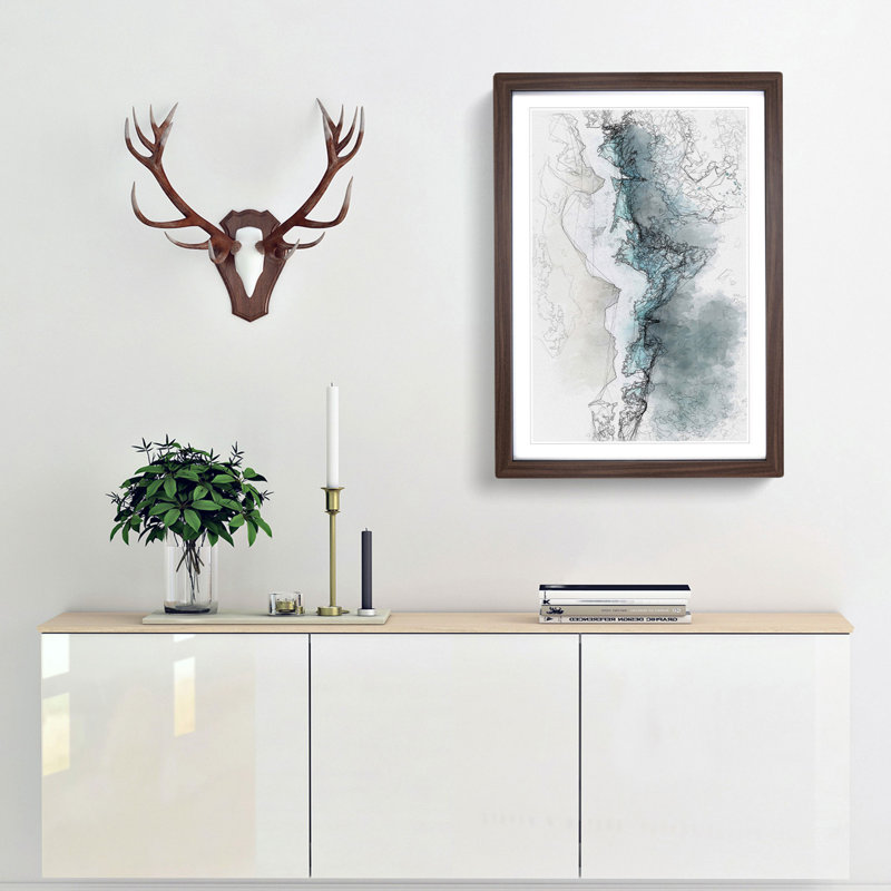 Waves upon the Beach in Abstract - Picture Frame Graphic Art Print, Walnut, 50cm H x 35cm W x 2cm D