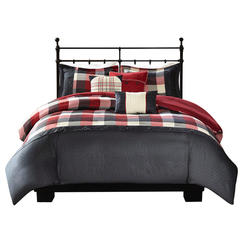 Housse de couette en tissu à chevrons avec textures d'oreiller chaudes, Housse de couette double + 5 pièces supplémentai