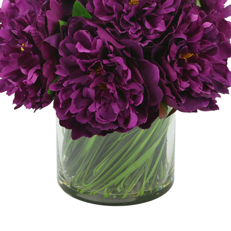 Peonies Floral Arrangement in Vase, Purple