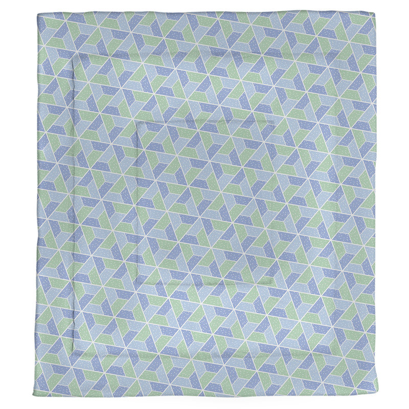 Édredon simple réversible Katelyn Elizabeth Trapezoids, Édredon simple TG, Bleu / vert
