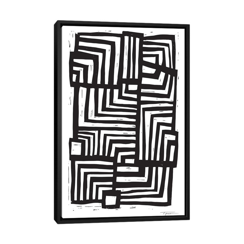 Déplacement de lignes - Impression d'art graphique, 48" H x 32" W x 1.5" D, Pas de tapis, Toile avec cadre noir