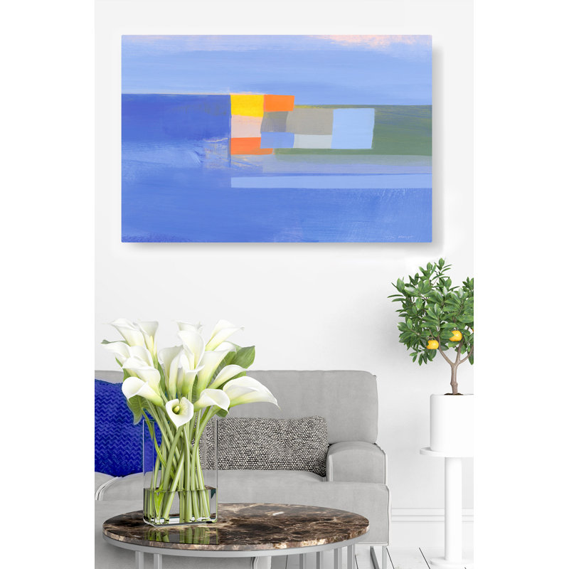 Rectangle abstrait, formes, couleurs, bleu, cyan, bleu clair, orange, jaune, gris, carrés, géométrique