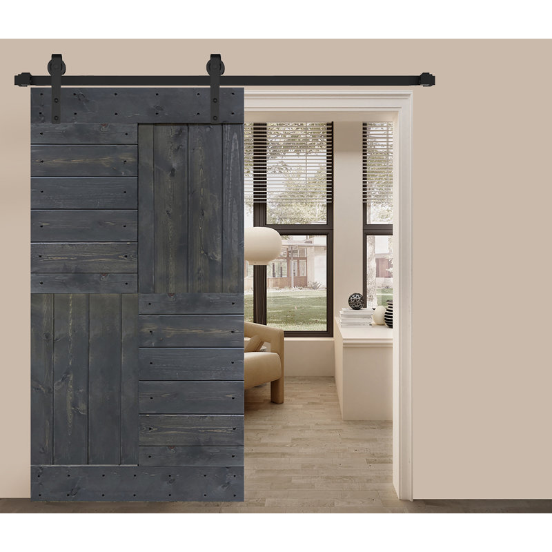 Porte de grange coulissante de style S brevetée sans quincaillerie d'installation (dalle de porte seulement) - Assemblage requis
