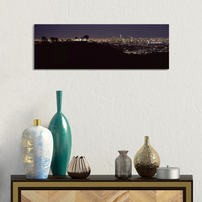 City Lit Up At Night, Griffith Park Observatory, Los Angeles, California, USA 2010 - Wrapped Canvas Panoramic Print