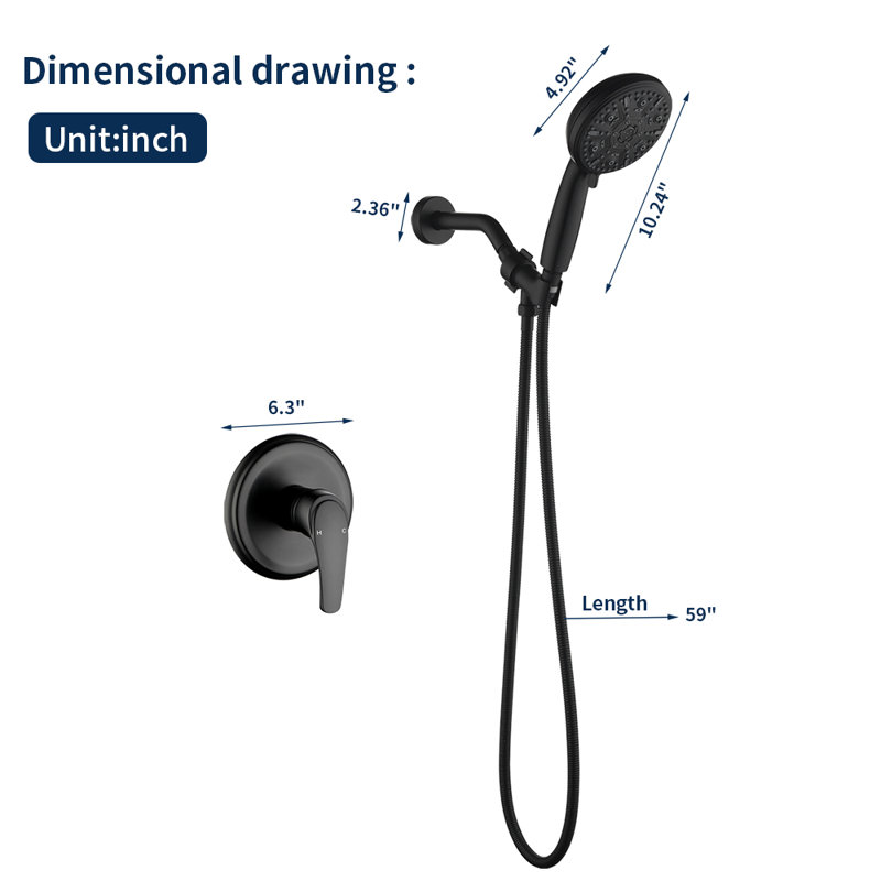 Volume Control Shower Faucet with Rough in-Valve, Matte Black