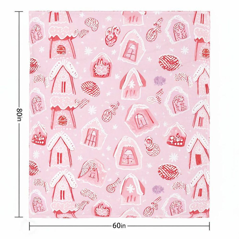 1 pièce fantaisiste motif de biscuits en pain d'épice couverture de flanelle confortable et doux décor de vacances pour canapé / lit / voyage 60 * 80