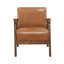 Chaise d'appoint Eva, coussins rembourrés de mousse, similicuir brun et structure en bois