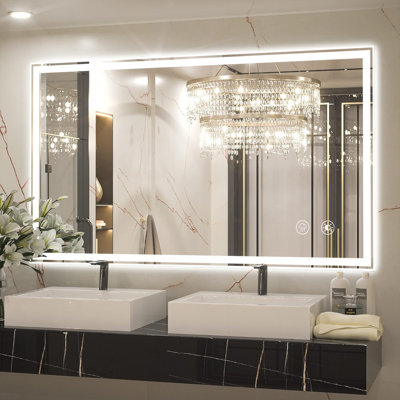 Ikeria Frameless LED Bathroom Vanity Mirrors with Anti-Fog, Dimmable Lights, and Shatterproof
