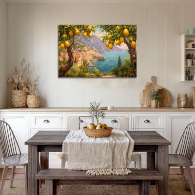Art mural citron, cuisine italienne, art mural sur toile citron, art de fruits méditerranéen, images de citron rétro pour la cuisine 24 po x 36 po