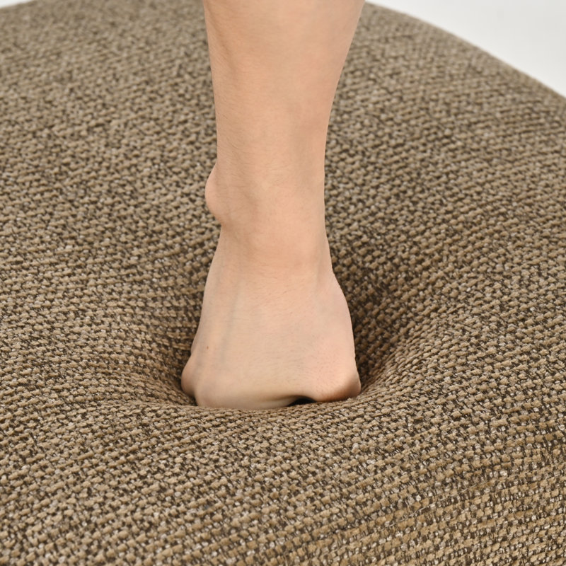 Chaise de salle à manger rembourrée avec pieds en bois massif (lot de 4), Blanc cassé chiné, Bois médium